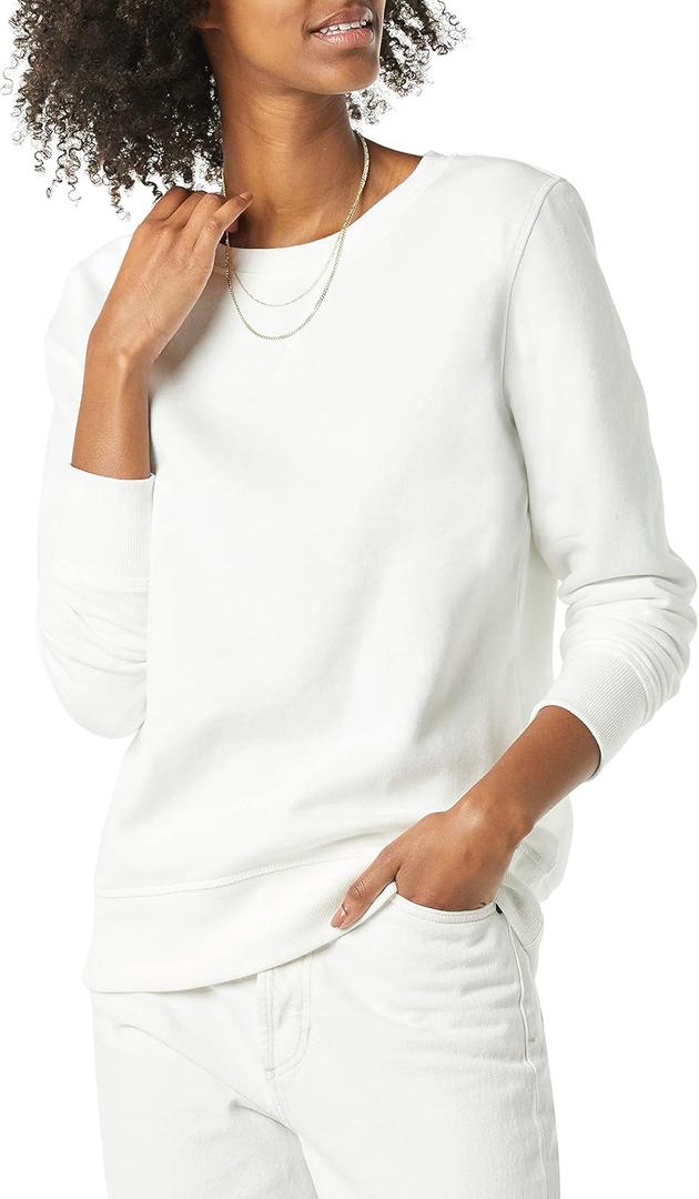 Amazon Essentials Women's Fleece Crewneck Pullover Sweatshirt  (X-Large, White)