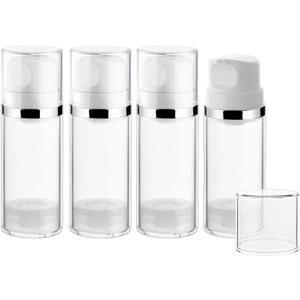 4 Pcs 100ml/3.4oz Airless Pump Jar Refillable Vacuum Pump Dispenser Bottles Travel Cosmetic Containers for Lotion Essence Shampoo Toiletries