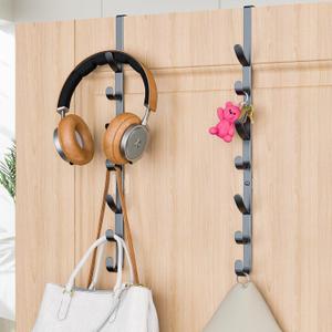 Over The Door Hooks, Metal Door Hooks for Hanging,Door Purse Organizer for Door Coat Hanger, Back of Shower for Hanging Towel Rack Clothes, Hat, Bathroom Bathroom Dorm Bedroom Closet (Black-2Packs)