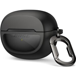 SURITCH Case Cover for Bose Ultra Open Earbuds(2024), Shockproof Protective Cover for Bose Ultra Open Wireless Ear Earbuds Charging Case Accessories with Carabiner, Black