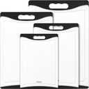 Empune Extra Large Cutting Boards, Plastic Cutting Boards for Kitchen (Set of 4) Cutting Board Set Dishwasher Safe Chopping Board with Juice Grooves Easy-Grip Handles, Black