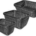 Rectangular Utility Basket, Hand Woven Poly Cord, Set of 3