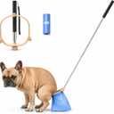 Pooper Scooper for Dogs, Hands-Free Pet Waste Pickup Tool, Foldable 8 Inch Design with 32 Inch Extendable Handle, Stainless Steel Rod, Includes 15 Bags for Yard, Walks and Travel