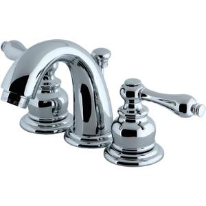 Kingston Brass KB911AL Victorian Mini Widespread Lavatory Faucet with Brass Pop-Up, Polished Chrome, 4-Inch Adjustable Center