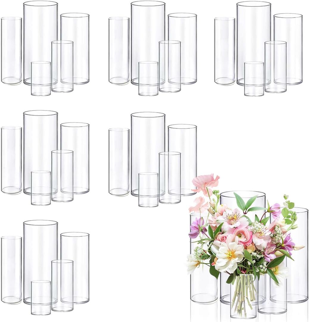 30pcs Glass Vase Cylinder Vases for Centerpieces Small Flower Glass Vases Home Decor Centerpiece Table Clear Flower Vase Decorations for WeddingHoliday 4,6,7.5,8,10 Inch Tall