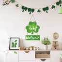 St. Patrick's Day Wreath St. Patrick's Day Door Decorations, Shamrock Wreath, Wooden Shamrock Front Door Hanger, Lucky Welcome Sign for Porch Wall, Indoor Home Decor