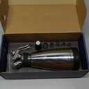 Whipped Cream Dispenser Stainless Steel Keep Warm and Cold,500mL/1 Pint Double Wall Thermos Whipped Cream Maker,5 Various Stainless Decorating Nozzles,1 Cleaning Brush,N2O Chargers NOT Included