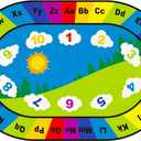 Timgle ABC Alphabet Number Classroom Rug Early Learning Kids Rug Carpet Educational Kids Carpet Playmat Play Area Non Slip Baby Playroom Mat Oval for Daycare Toddler Room Preschool, 6 x 9 ft