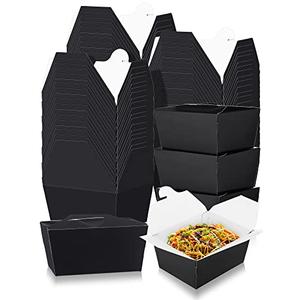Norme 100 Pack 30 oz Paper Take out Boxes Disposable Black Take out Food Containers, Paper Food Boxes for Restaurant, Catering, Party and Gift Boxes