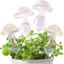 KiKiHeim Plant Watering Globes, Rainbow Self Watering Globes, Automatic Plant Waterer Devices, Clear Glass Water Bulbs for Indoor Plants, Set of 4 Mushrooms