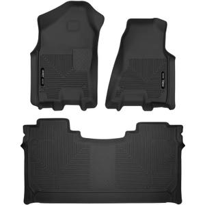 Husky Liners X-act Contour Floor Mats | Fits 2019-2024 Ram 1500 Crew Cab Only | Front & 2nd Row, 3-pc Black - 54608