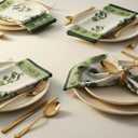 Hand Block Cloth Napkins Set of 6  Elegant Cotton Napkins for Dinner, Weddings, Reusable Everyday Use  Decorative Floral Napkins Everyday for Kitchen & Home Decor (6, Green, 20X20 Inches)