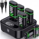 Batteries Cases and Storage Sets with Charger Dock for Xbox, 6-Pack Rechargeable Battery Pack for Xbox Series X|S/Xbox One/Elite, 4-Slot Controller Charger Station with Light Touch Control