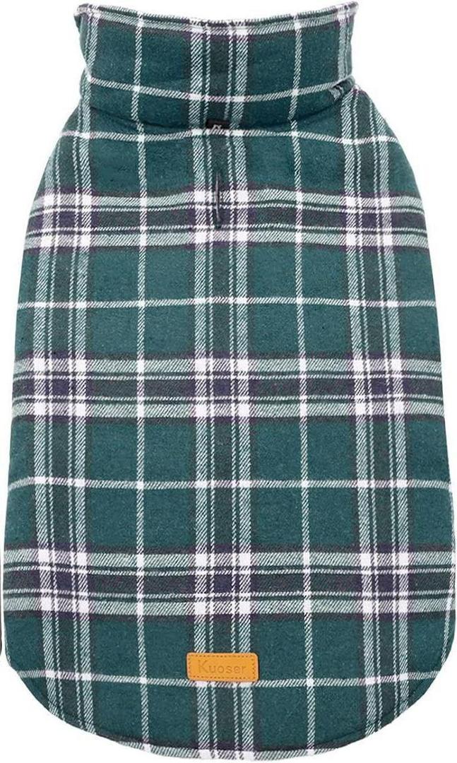 Kuoser Waterproof Dog Coat, Reversible Dog Jacket for Large Dogs, Adjustable Durable Doggie Winter Coat for Groowing Puppies Warm Puppy Cold Weather Apparel, Green L (Large (Pack of 1))