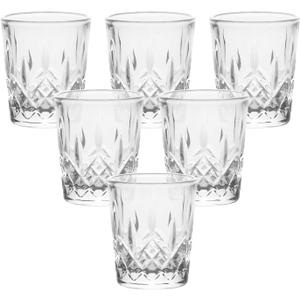 Carved Patterns Shot Glasses, 1.7 OZ, Set of 6, Clear, JY001