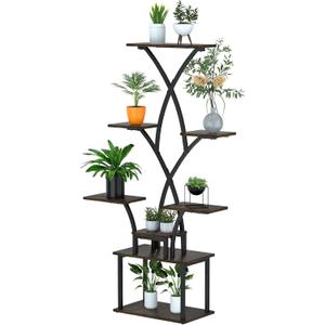 8-Tier Plant Stand Indoor with Grow Light, MDF Plant Shelf Indoor for Multiple Plants Space Saving, 59” Tall Metal Plant Rack for Corner, Living Room, Patio, Garden.