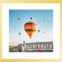 JCJMY 18x18 Picture Frame Gold with 14x14 Mat, Display Photo 14x14 with Mat or 18 x 18 Without Mat, Wall Hanging Large 18x18 Poster Frame with Shatter Resistant Plexiglass, Gold