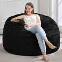 Hobestluk 3FT Bean Bag Chair Giant Bean Bag Chairs for Adults Large Bean Chairs with Removable Cover, Beanbag Chair with Filler, Adult Bean Bag Chairs for Living Room, Bedroom (3FT - 36" x 36" x 22", Black)