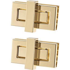 uxcell 2 Sets Rectangular Purses Twist Lock 44mm X 22mm Clutches Closures for DIY Bag Making - Light Gold
