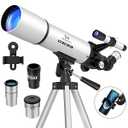 90mm Aperture Telescope for Adults and Beginners, 600mm Portable High-Powered Telescope, Adjustable Tripod, Phone Adapter