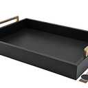Green Montecito Home Decorative Coffee Table Tray - Ottoman Tray - Breakfast, Drinks, Liquor Serving Platter - from Farmhouse to Modern - Matte Finish - Champagne Gold Handles