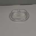 7.5" Large Glass Butter Dish with Cover, Clear Crystal Glass Butter Holder Tray with Lid for Countertop Fridge