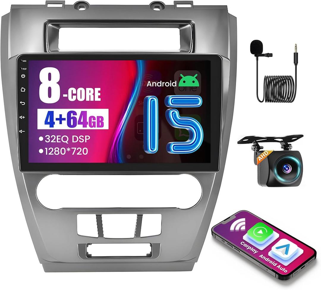 4+64GB Radio for Ford Fusion Mustang Mondeo 2009-2012 Android 15 CarPlay Stereo 8 Core 10.1" Touchscreen GPS DSP 59UI Backup Camera