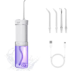 Portable Eco-Friendly Water Flosser 225ML Long-Lasting Endurance Travel Oral Irrigator for Gum Care/Implants/Braces (White)