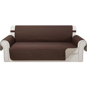 Luxshare Home Reversible Oversized Sofa Covers Couch Cover Furniture Protector for Dogs Elastic Straps Water Resistant(XLSofa,Chocolate/Beige)