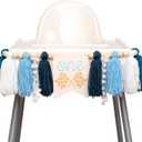 Fast One High Chair Banner - Race Car Highchair Banner, Racing First Birthday Yarn Tassel Decorations, Checkered Flag One Sign for Party, Cake Smash, Photo Prop (Blue)