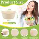 Tessco for you 40 oz 100 Pack Large Disposable Salad Bowls Deep Heavy Duty Paper Bowls Sugarcane Fiber Compostable Biodegradable Microwave Safe for Hot Cold Soup Ramen Popcorn Pasta (Natural Color)