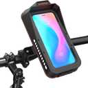 Bike Phone Holder, Water Resistant Motorcycle Phone Mount with Sun-Visor Rain Cover Sensitive Touch Screen Bicycle Accessories Handlebar Cellphone Mount with 360 Rotation for Phones Under 7''