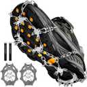 Cimkiz Crampons Ice Cleats Traction Snow Grips for Boots Shoes Women Men Anti Slip 19 Stainless Steel Spikes Safe Protect for Hiking Fishing Walking Climbing Mountaineering