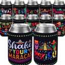 Mexican Party Can Cooler Sleeve - 12 Pcs Mexican Fiesta Decorations 12 oz Soda Beer Beverages Cans Sleeves Covers for Cinco De Mayo Party Supplies, Taco Twosday Birthday Theme Favor Decor