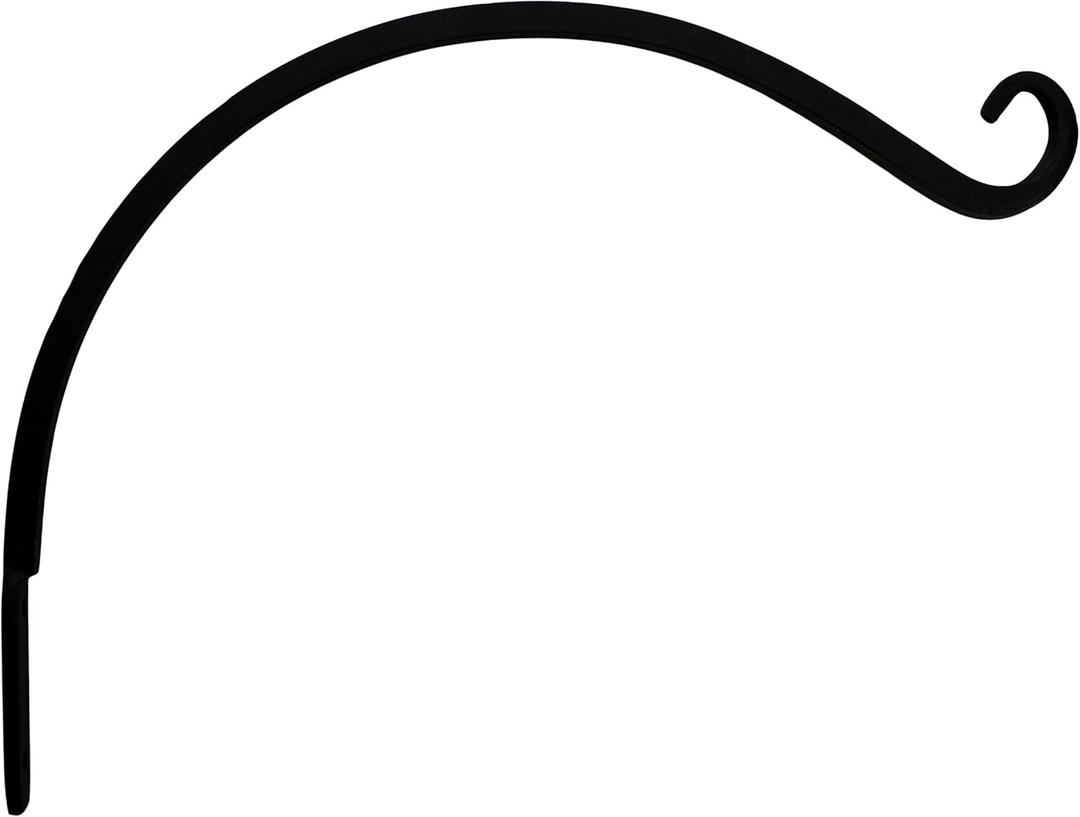Bird Feeder Hook - Heavy Duty Black 12 Inch Curved Hanger - Post or Wall Hooks for Hanging Plants, Feeders and Wind Chimes