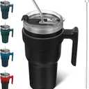 BJPKPK Tumbler With Handle 30 oz Stainless Steel Double Wall Insulated Tumbler Cups With Lid And Straw,Black