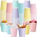 Zhehao 120 Pcs Pastel Disposable Cups Summer Paper Coffee Color Paper Cups for Pastel Rainbow Birthday Party Supplies Holiday Table Decorations (8 oz)