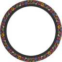 Hippie Flower Steering Wheel Covers Universal Fit 15 Inches Neoprene Anti-Slip Car Wheel Protector for Women Girls