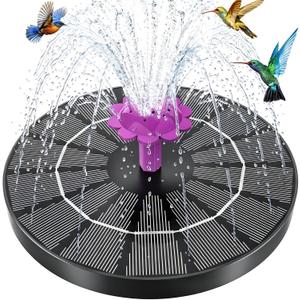 Solar Fountain for Bird Bath Solar Powered Water Fountain Pump 4W Outdoor Water Fountain with 6 Nozzles for Hummingbirds, Garden, Pool, Pond