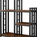 BRIGHTSHOW Kitchen Storage Shelf Bakers Rack, 6-Tier Coffee Bar Table, Kitchen Microwave & Mini Fridge Stand Shelves for Spices, Pots and Pans (52 x 40 x 17.5inch) (Tiger Brown)