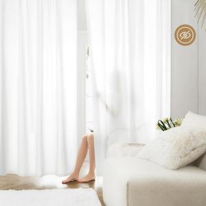 HOMEIDEAS Non-See-Through White Privacy Sheer Curtains 52 X 84 Inches Long 2 Panels Sheer Curtains Light Filtering Window Curtains Drapes for Bedroom Living Room