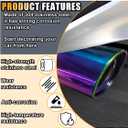 Stainless Steel Car Exhaust Tip, 2.5" Inlet 3.3" Outlet Adjustable Chrome-Plated Finish Exhaust Tailpipe, Car Exhaust Pipe Modification Tail Throat Tail Pipe, Fit for Most Cars (Straight, Multicolor)