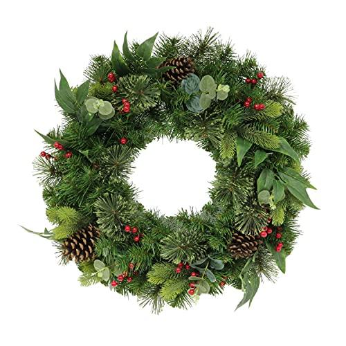 Puleo International 24" Mixed Christmas Wreath with 120 Tips, Green