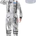 Colorful House Astronaut Costume Men Silver Astronaut Costume Men with LED Glasses Cosplay (Small)