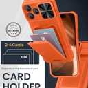 SSLOTSCASE for iPhone 17 Pro Case with Card Holder & Stand & Sliding Camera Lens Cover & Kickstand, Military-Grade Heavy Duty Shock Proof Men Women Phone Case Cover for iPhone 17 Pro 6.3'', Orange