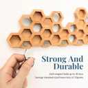 Decorative Honeycomb Magnetic Key Holder for Wall - Heavy Duty Organizer, Multi Hanger, Wood Rack, Modern Mount (Brown)