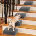 40D Dog Ramp for Stairs for Small & Senior Dogs and Cats  Non-Slip Stair Ramp for Dogs with Gentle Slope, Pet Ramp with Washable Cover & Self-Sticky Pads for Safe Climbing Easy Install(Grey, 5 Pack)
