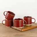 GBhome 12 OZ Stackable Coffee Mugs, Ceramic Coffee Mugs with Texture Patterns for Man,Woman,Dad,Mom, Modern Coffee Mugs Set of 4 for Latte/Cappuccino/Cocoa. Dishwasher&Microwave Safe