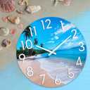 JoFomp Beach Outdoor Clocks for Patio, Large Outdoor Clocks Waterproof 12 Inch with Glass, Outdoor Wall Clocks Battery Operated, Pool Clock Outdoor Weatherproof, Outside Clock for Backyard/Garden