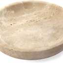 Small Natural Marble Jewelry Tray Key Plate Holder Dish Trinket Decor Catch All Bowl for Ring Earring Stone Gift for Women Daugther,Beige Travertine